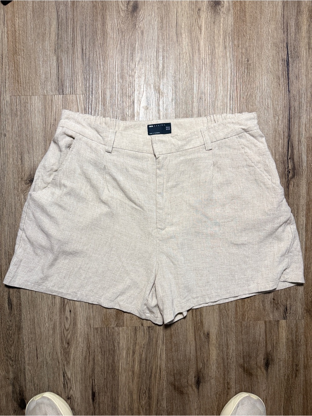 ASOS Natural Linen Blend Pleated Dad Shorts US 14 NWOT
